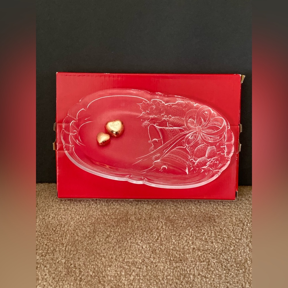 Mikasa Crystal holiday christmas bells oblong plate
